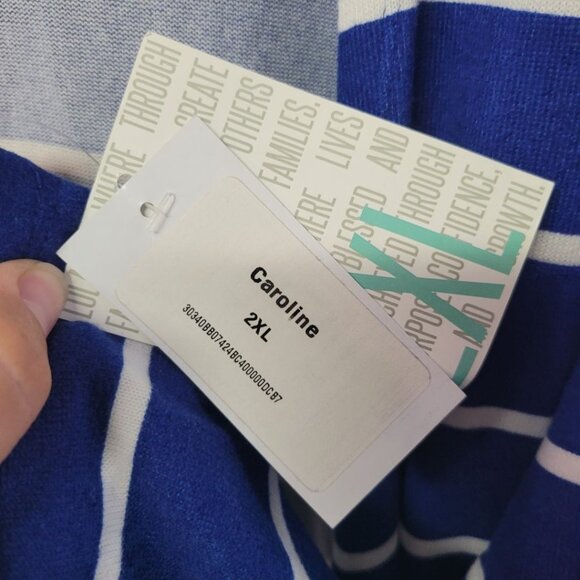 Lularoe Caroline Cardigan Sweater Open Front Blue Striped Womens 2XL Tags Casual - Picture 4 of 6